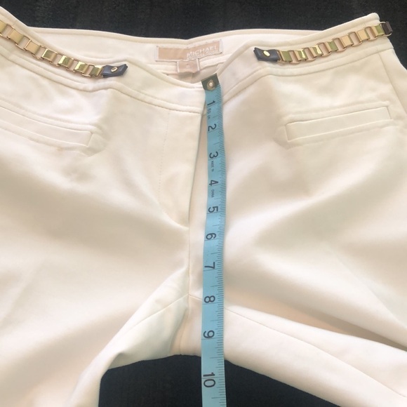 Michael Michael Kors white pants w decorative gold & brown half belt dry cleaned - Picture 4 of 13